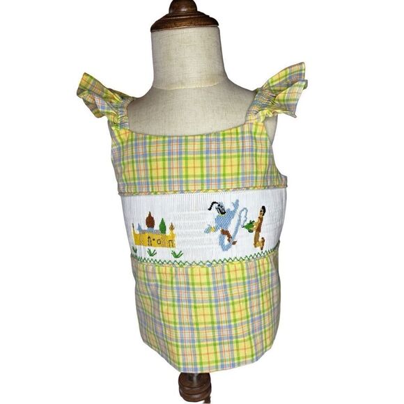 Wish Upon a Star Yellow Plaid Smocked Alladian Scene - Size Kids 5 - Picture 1 of 5